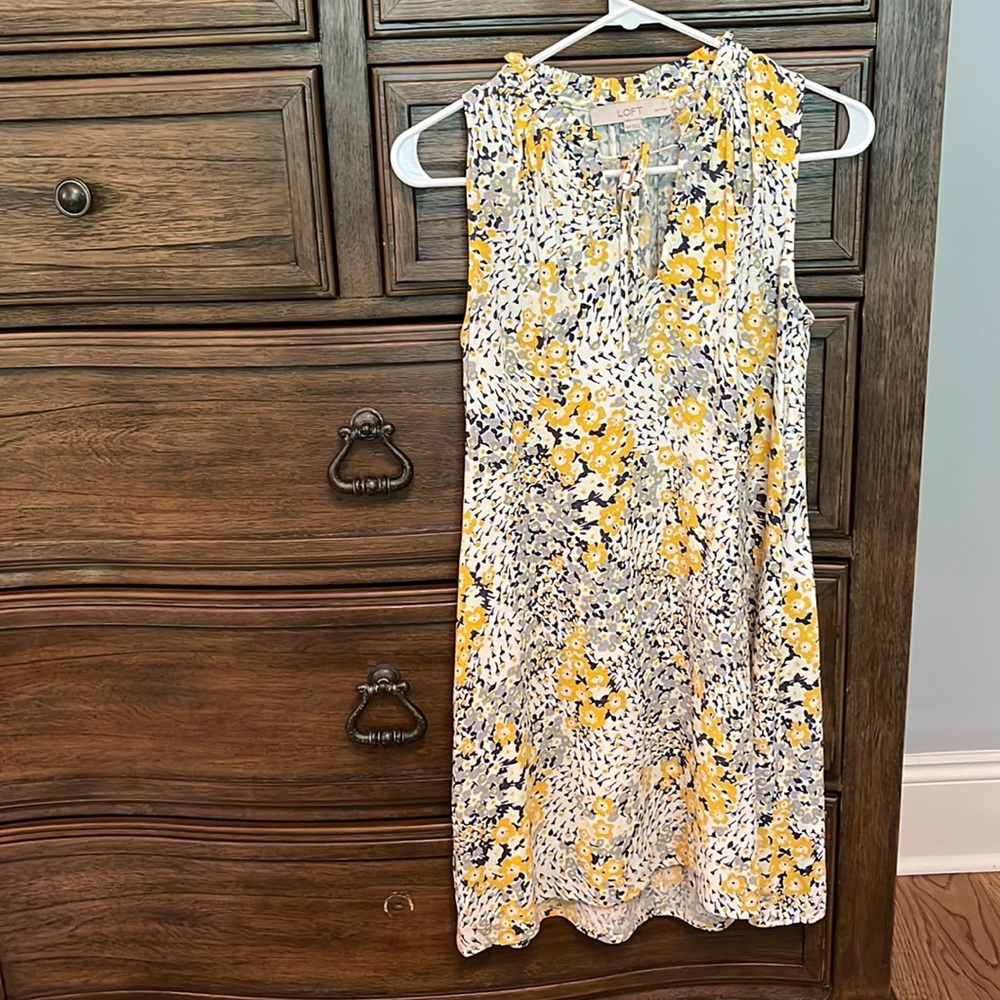Ann Taylor Loft floral patterned swing dress, size petite x-small.